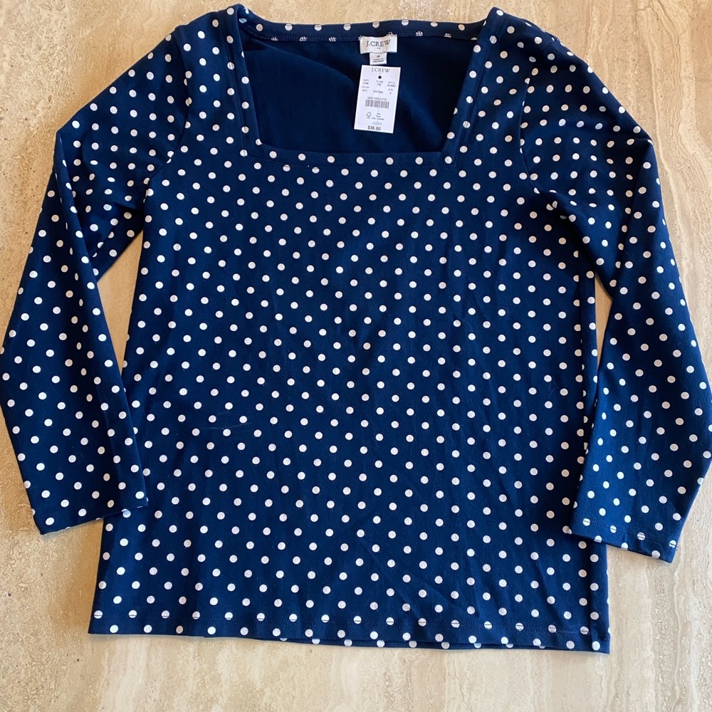 NWT J. Crew Navy Blue 3/4 Sleeve Fitted Blouse